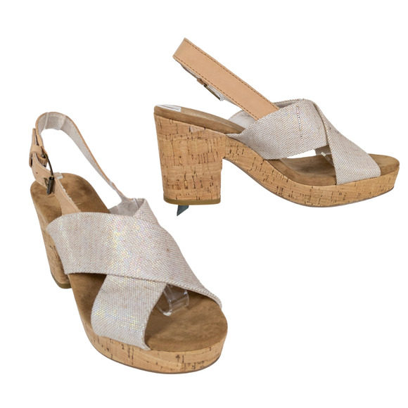 TOMS Ibiza Platform Sandal Cross Strap Multi Pearlized Metallic Women's 7.5 - Picture 1 of 8